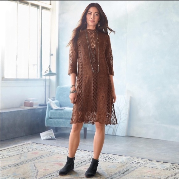 Sundance Dresses & Skirts - 16 Sundance Chocolate Brown crochet “Dreams Dress” EUC. Fits true to size
